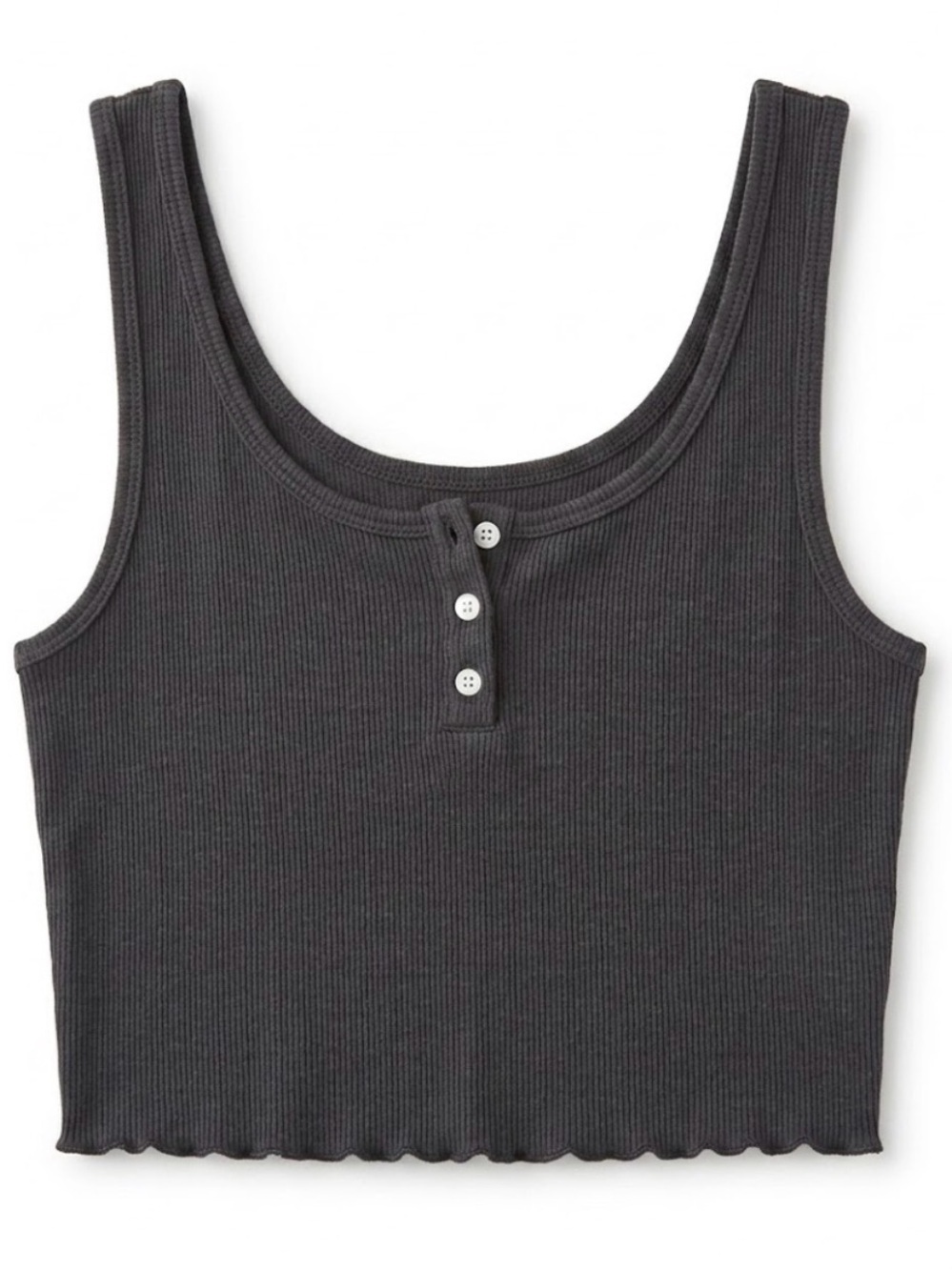 American Eagle Black Ribbed Cropped Tank Top